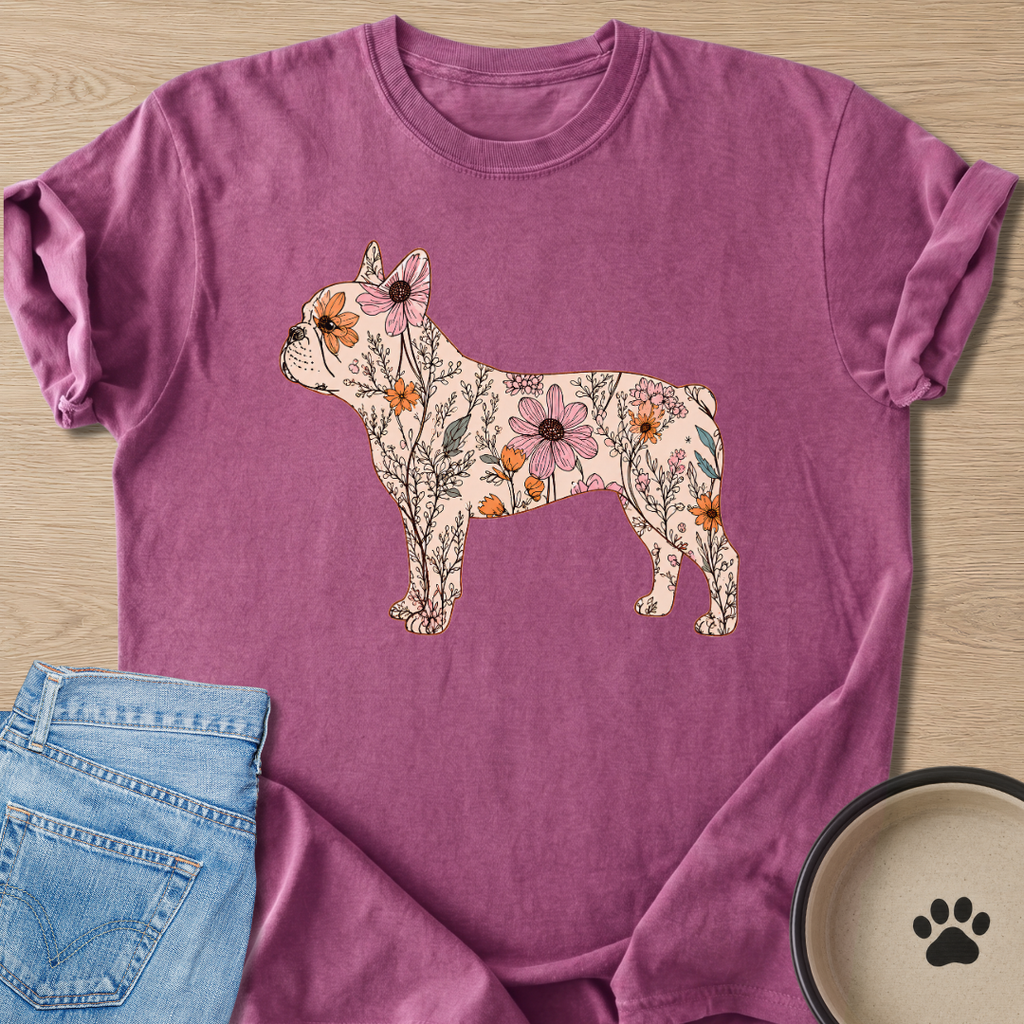 Floral Frenchie T-shirt