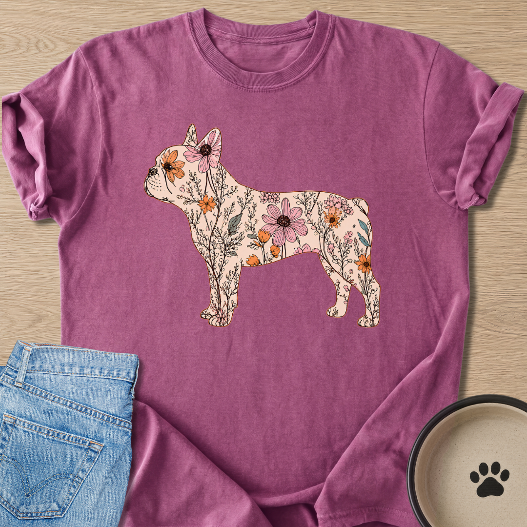 Floral Frenchie T-shirt