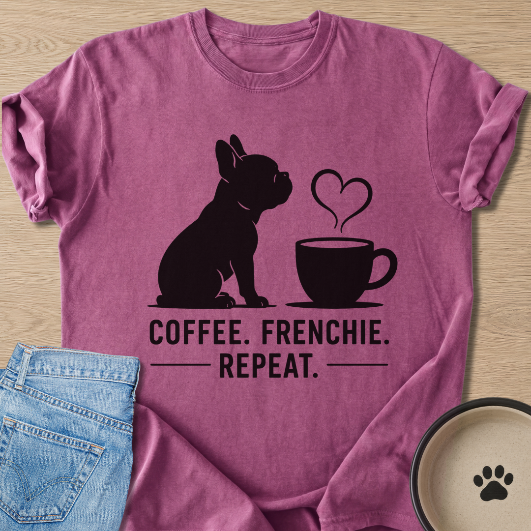 Coffee. Frenchie. Repeat. T-shirt