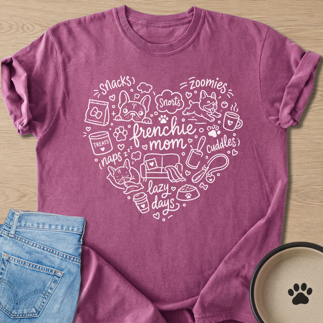 Frenchie Mom's Heart T-shirt