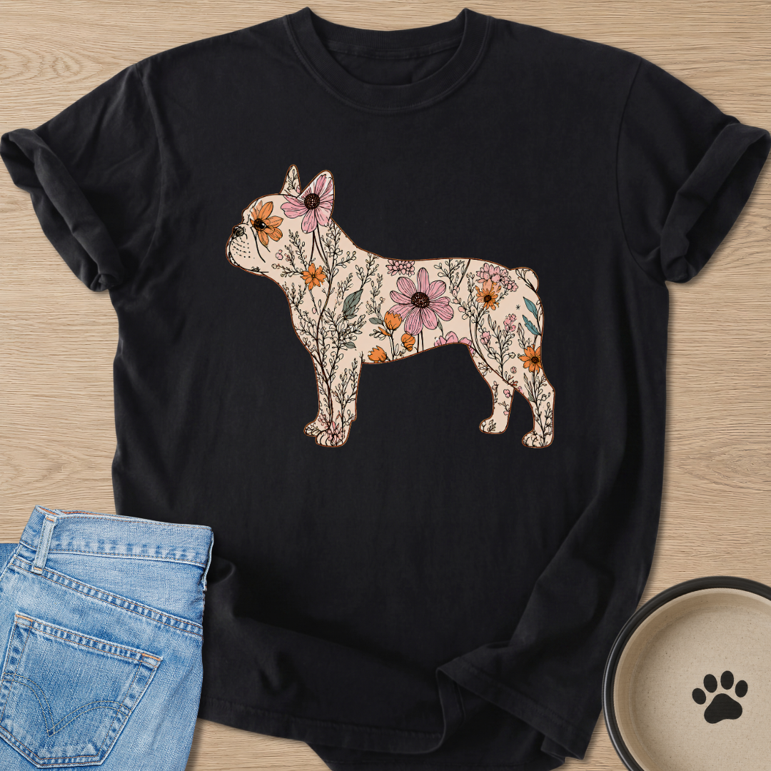 Floral Frenchie T-shirt
