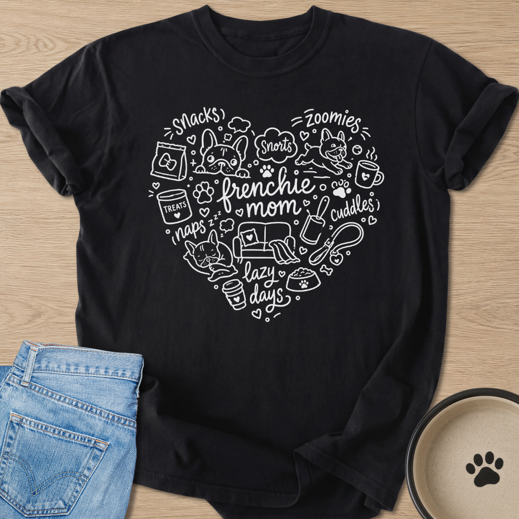 Frenchie Mom's Heart T-shirt