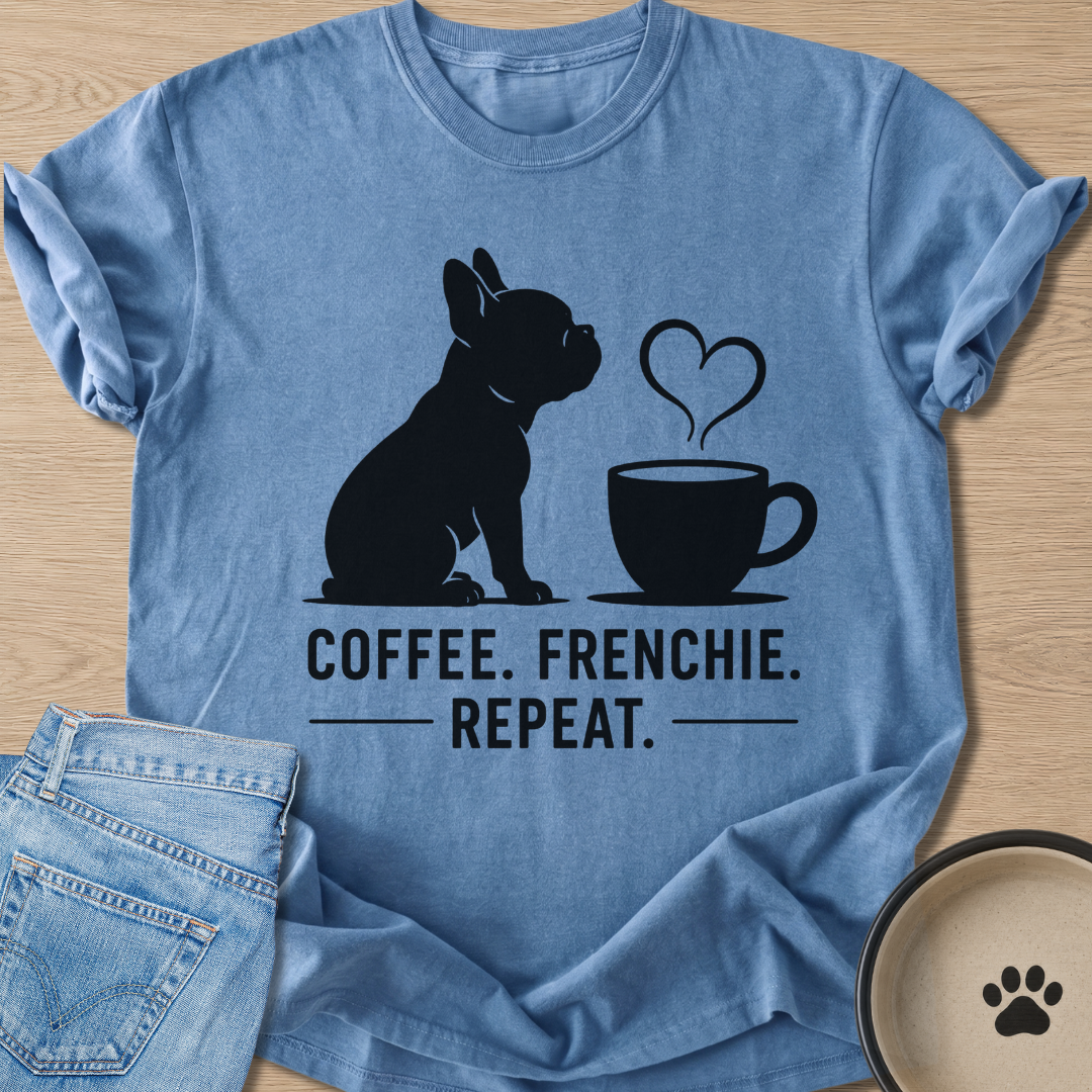 Coffee. Frenchie. Repeat. T-shirt