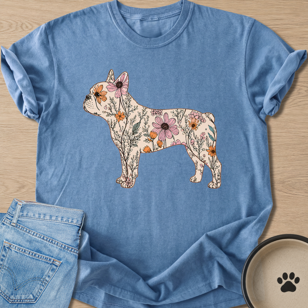Floral Frenchie T-shirt