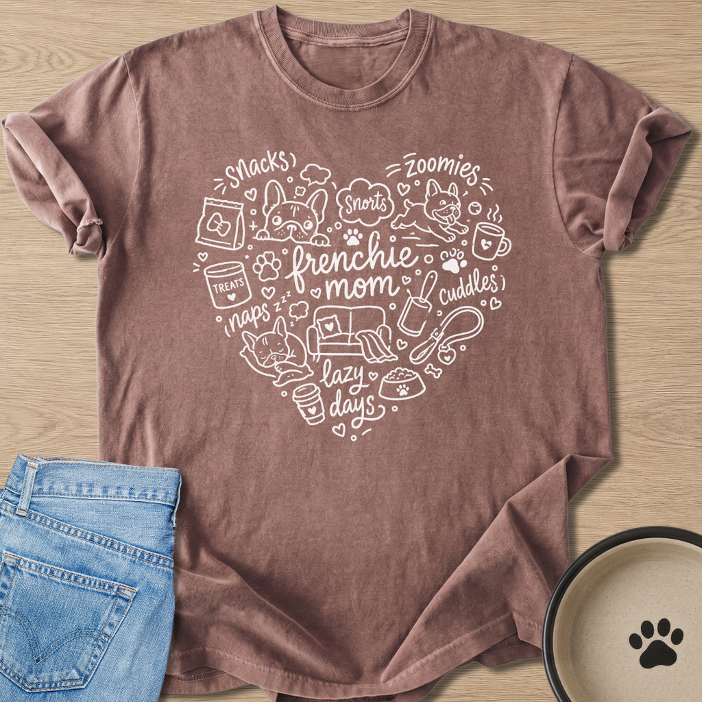 Frenchie Mom's Heart T-shirt