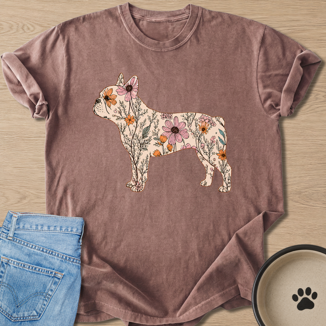 Floral Frenchie T-shirt