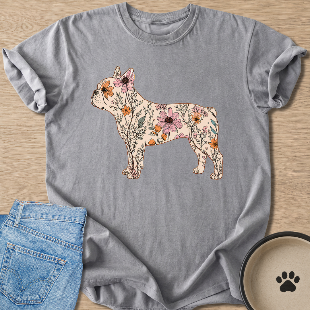 Floral Frenchie T-shirt