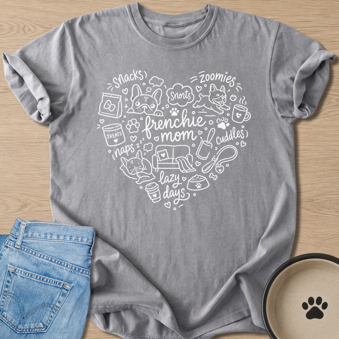 Frenchie Mom's Heart T-shirt