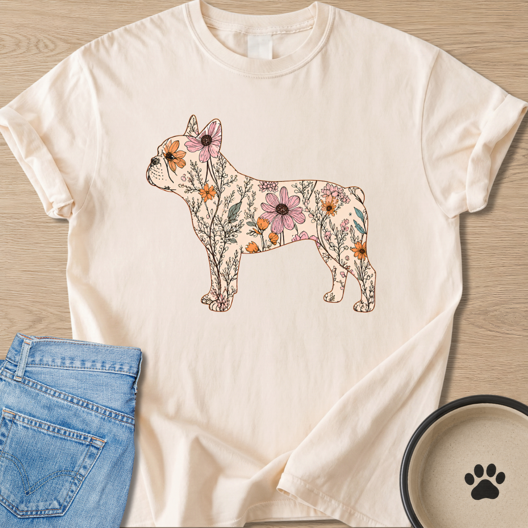 Floral Frenchie T-shirt