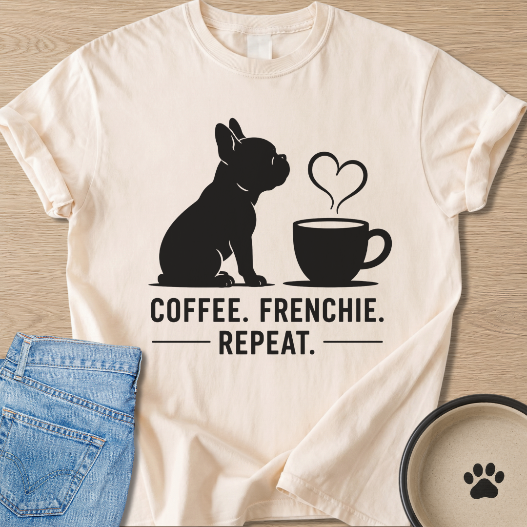 Coffee. Frenchie. Repeat. T-shirt