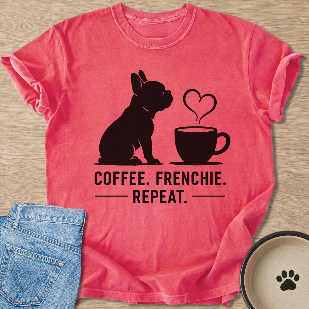 Coffee. Frenchie. Repeat. T-shirt