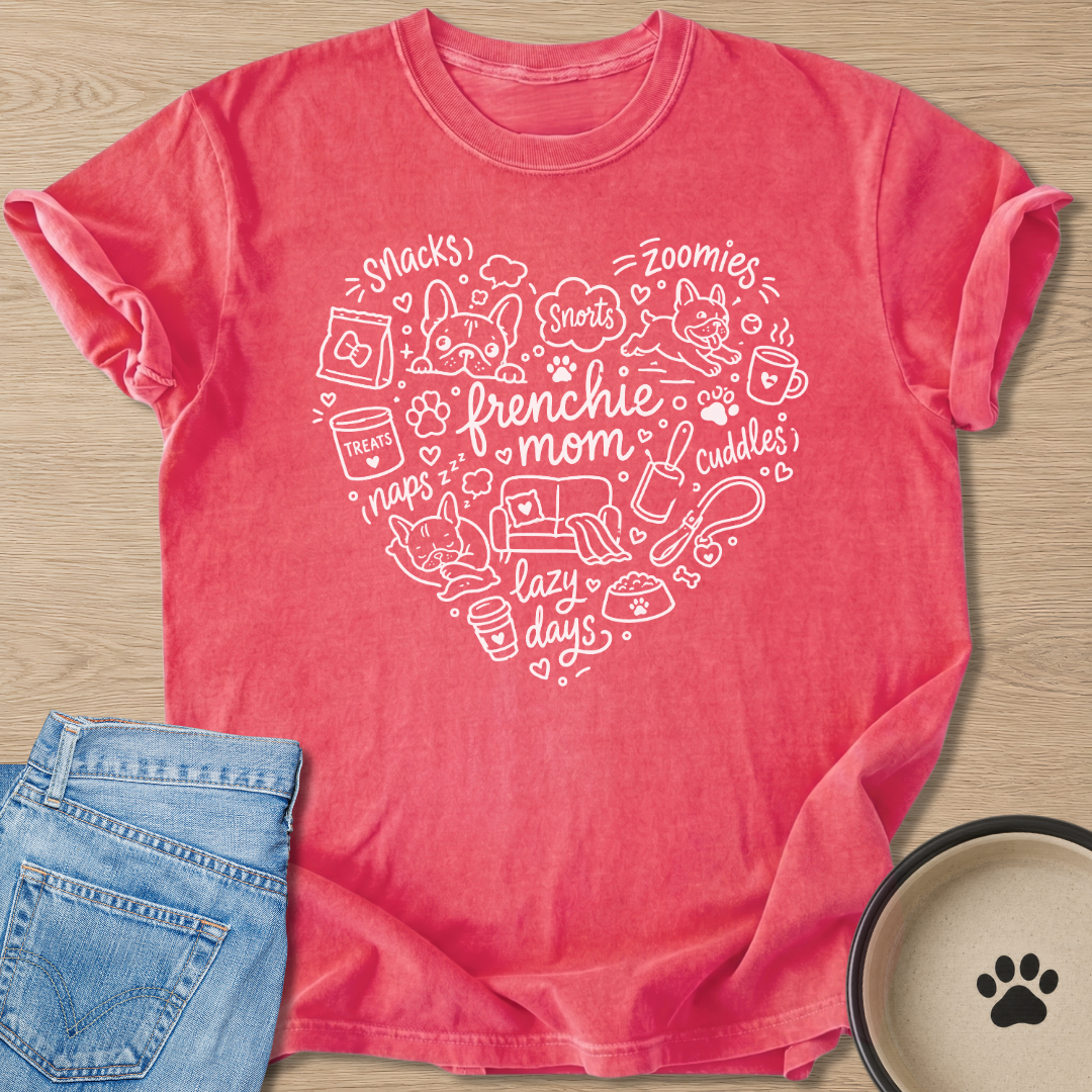 Frenchie Mom's Heart T-shirt